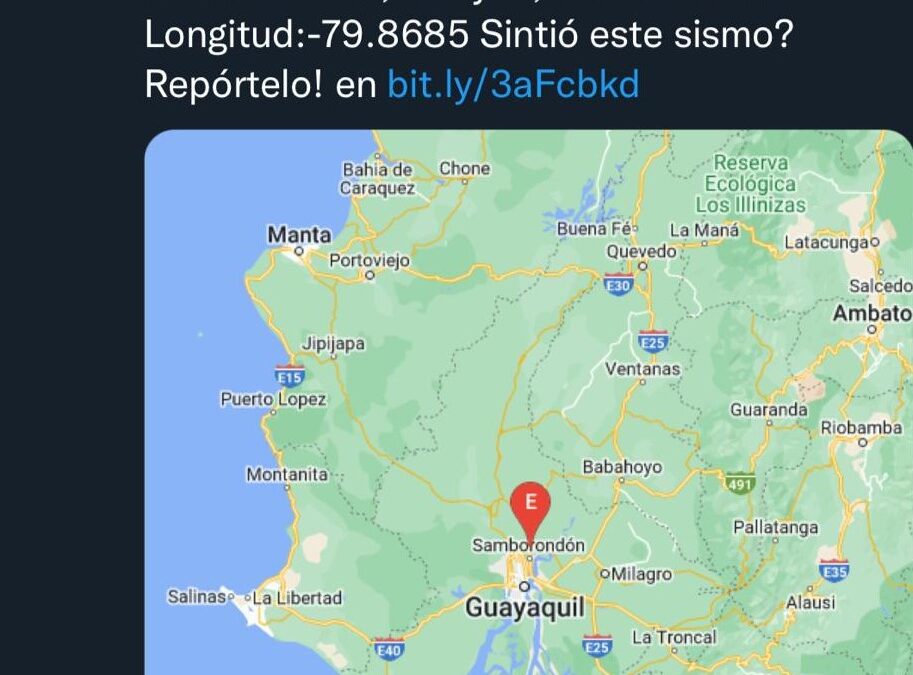 Fuerte Sismo estremece  al Canton Simon Bolivar.