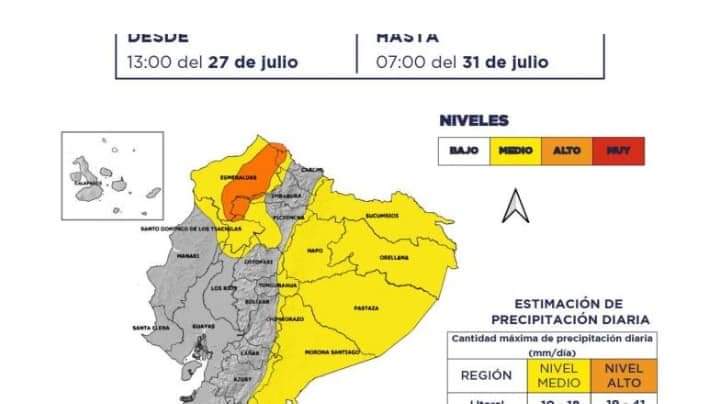 Estas serán las provincias más afectadas por lluvias y tormentas hasta el 31 de julio