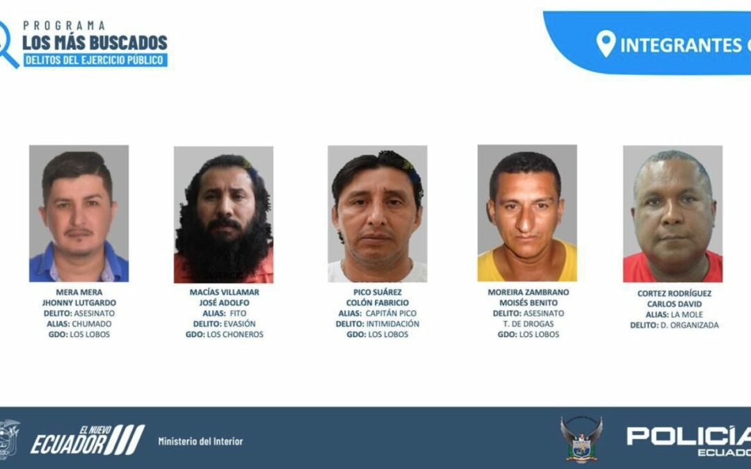 Gobierno ofrece recompensa por información de cinco cabecillas de bandas delincuenciales