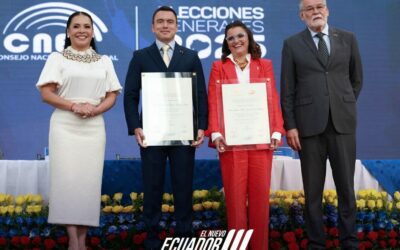 Daniel Noboa y María José Pinto, presidente y vicepresidenta, recibieron sus credenciales