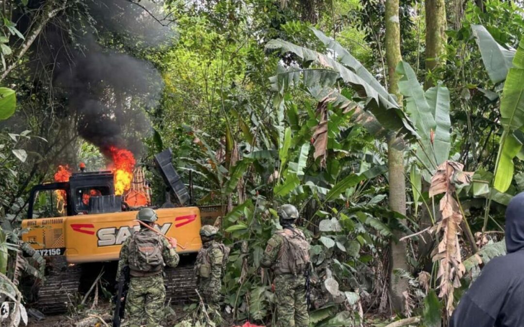 Fuerzas Armadas recuperaron zonas tomadas por la minería ilegal en Imbabura y Napo