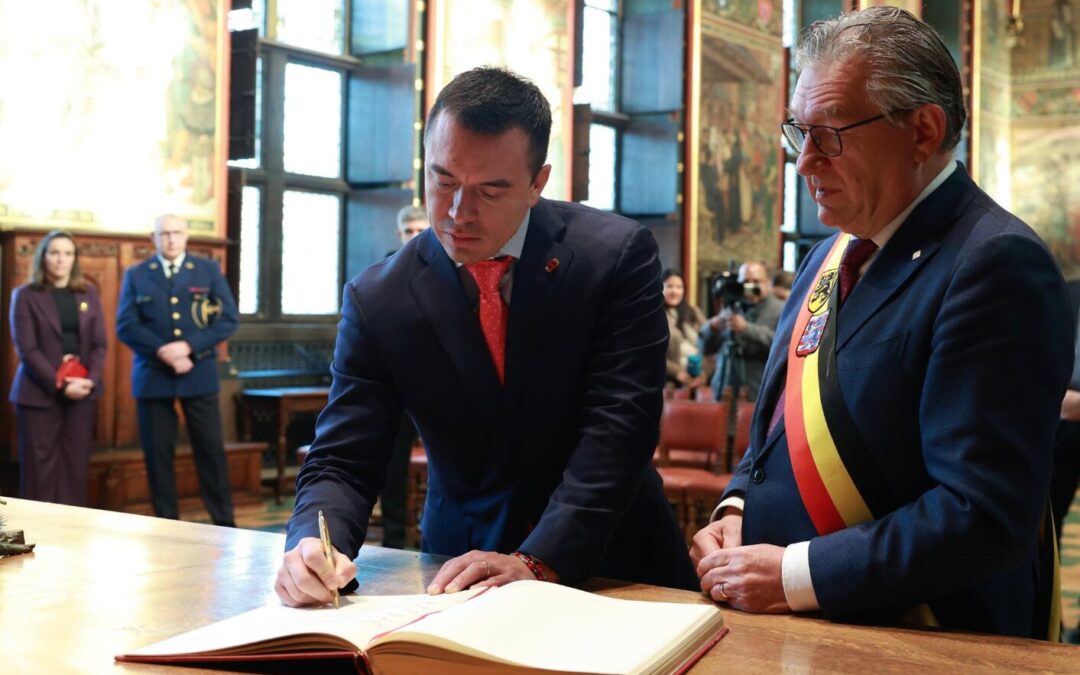 Ecuador y Bélgica estrechan lazos tras reunión de Noboa con el alcalde de Brujas