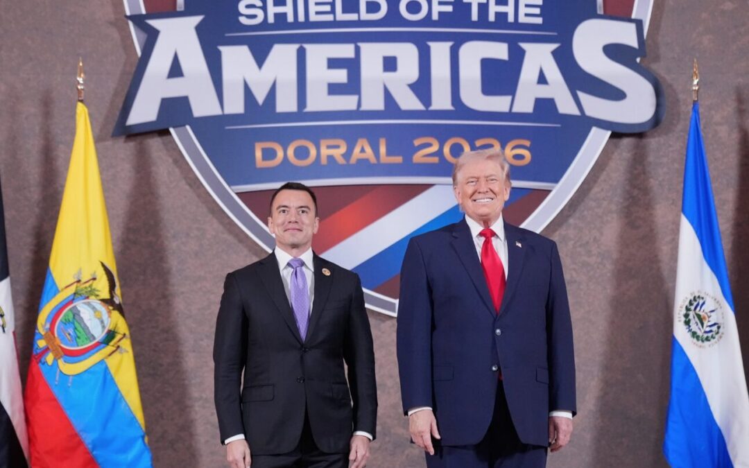 Presidente Noboa participa en cumbre “Escudo de las Américas” y lanza mensaje contra las mafias