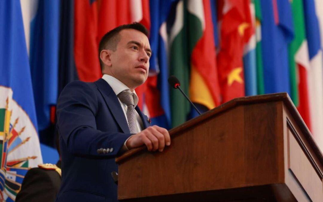 Daniel Noboa pide apoyo regional contra el crimen organizado en la OEA